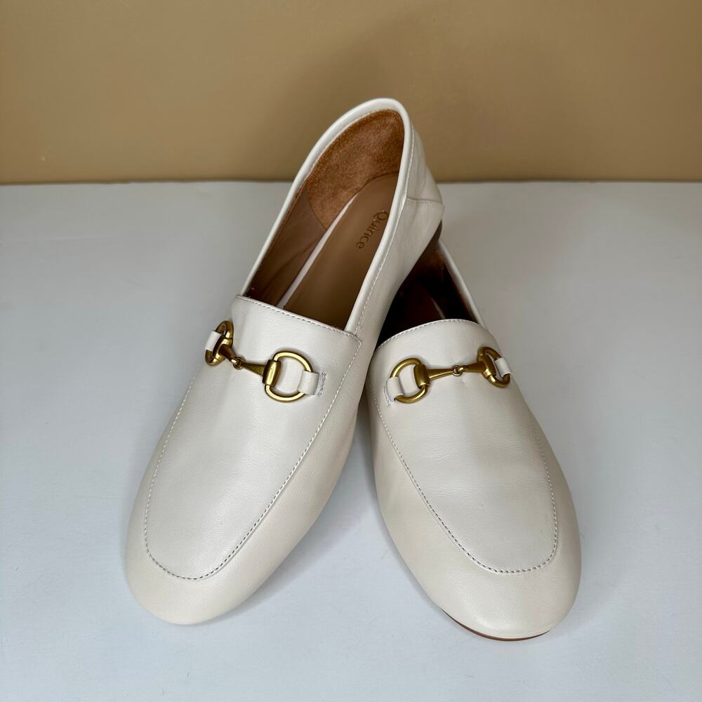 Quince Ivory Loafers with Gold Detail